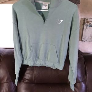 Gymshark, sage, m, long sleeve, soft material, elastic bottom